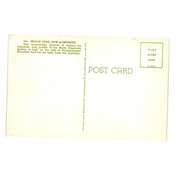 Indian Head New Hampshire Postcard Mountain Reproduction Vintage Scenery Desert - Picture 2 of 2